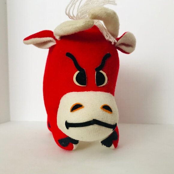 Vtg Dakin Dream Pets Bull Steer Red Velveteen Plush Stuffed Animal 1950s-1960s - Picture 4 of 9